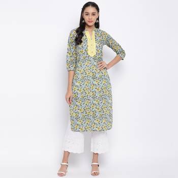 women's printed straight cotton multicolor kurti 1
