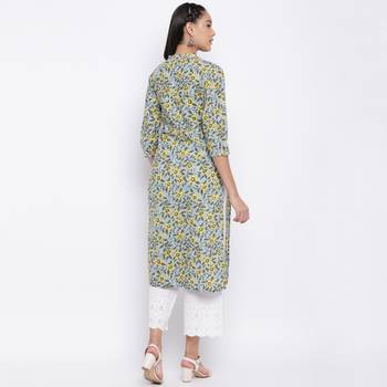 women's printed straight cotton multicolor kurti 2