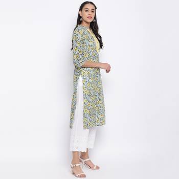 women's printed straight cotton multicolor kurti 3