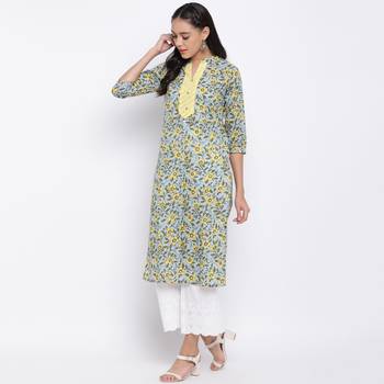 women's printed straight cotton multicolor kurti 4