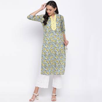 women's printed straight cotton multicolor kurti 7