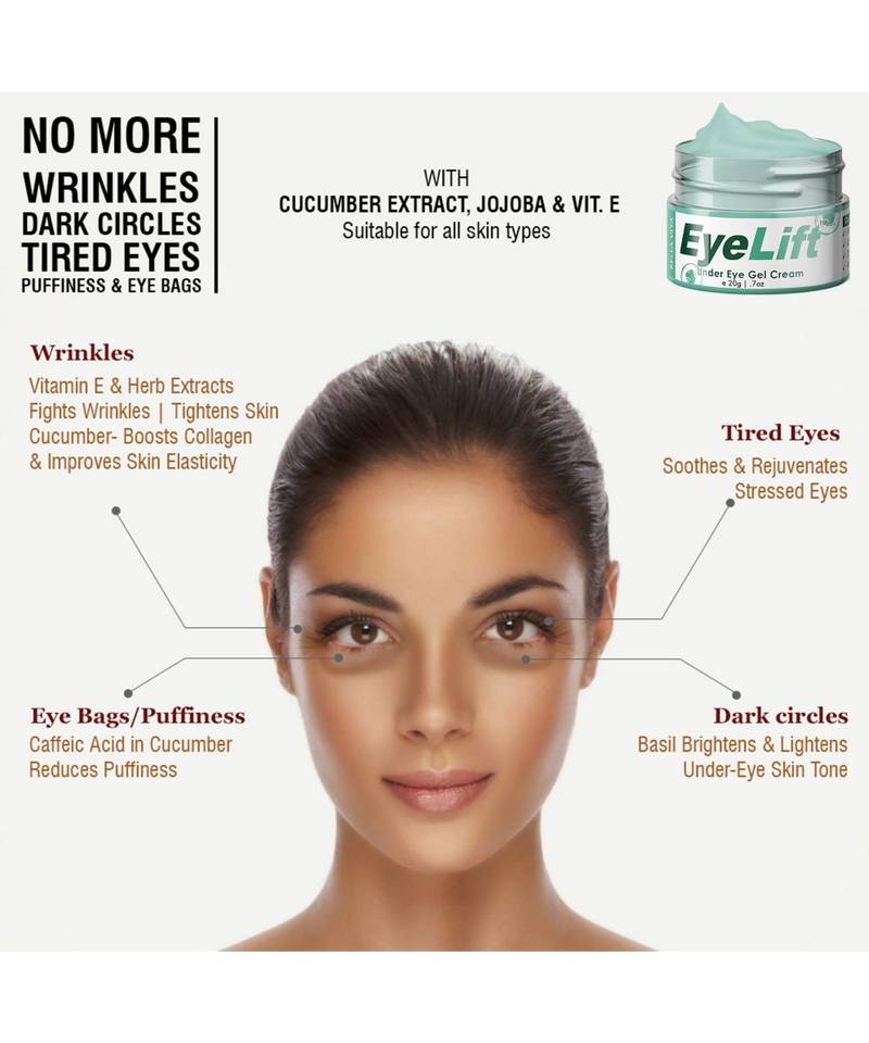 20gm EyeLift Eye Cream Gel for Dark Circles, Puffy Eyes, Wrinkles & Removal Of Fine Lines for Women & Men