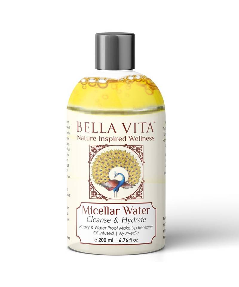 200mlOil Infused Ayurvedic Micellar Water Makeup Remover For Light & Heavy Waterproof Makeup Removal