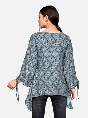 Dark-grey printed polyester short-kurtis 2