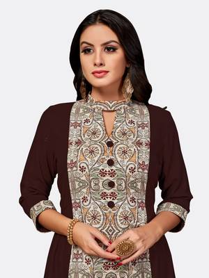 Brown printed polyester kurtas-and-kurtis 4