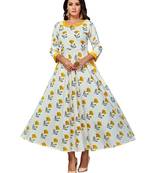 White printed polyester kurtas-and-kurtis