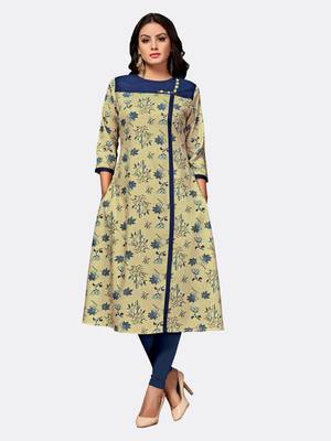 Beige embroidered polyester kurtas-and-kurtis 1