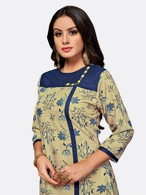 Beige embroidered polyester kurtas-and-kurtis 4