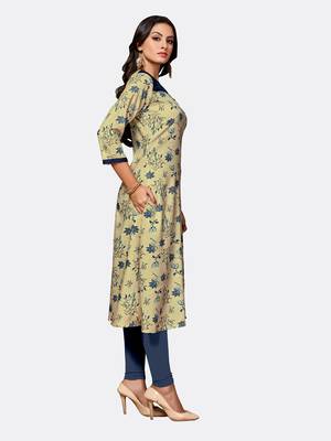 Beige embroidered polyester kurtas-and-kurtis 5