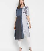 Grey embroidered rayon embroidered-kurtis