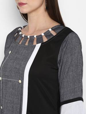 Dark-grey plain rayon kurtas-and-kurtis 4