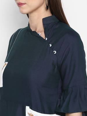 Navy-blue plain rayon kurtas-and-kurtis 5