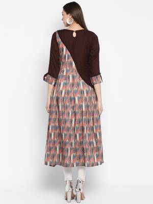 Brown embroidered polyester embroidered-kurtis 2