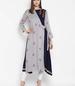 Grey embroidered rayon embroidered-kurtis