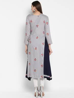 Grey embroidered rayon embroidered-kurtis 2