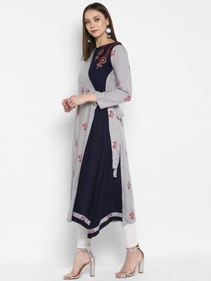 Grey embroidered rayon embroidered-kurtis 3