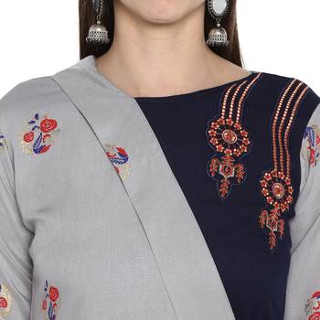 Grey embroidered rayon embroidered-kurtis 4