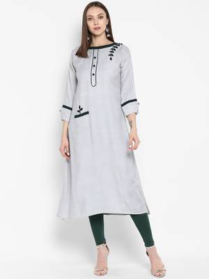 Grey embroidered rayon embroidered-kurtis 1