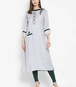 Grey embroidered rayon embroidered-kurtis