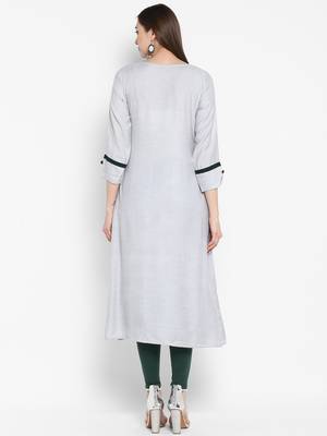 Grey embroidered rayon embroidered-kurtis 2