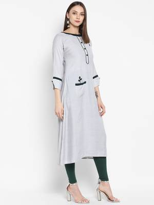 Grey embroidered rayon embroidered-kurtis 3
