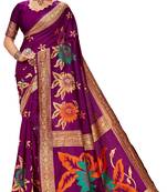 Purple woven silk blend saree with blouse