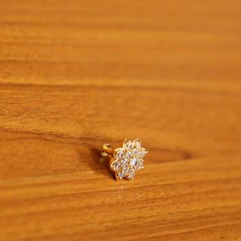 White Gold Plated Brass American Diamond Nose Ring 2
