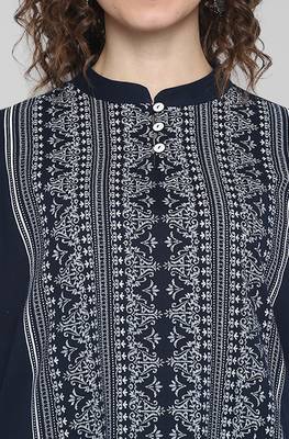 Blue printed cotton kurta 5