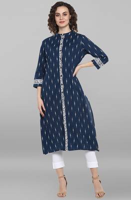 Janasya Blue printed cotton kurtas-and-kurtis 1