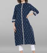 Janasya Blue printed cotton kurtas-and-kurtis