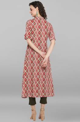 Janasya Pink printed cotton kurta 3