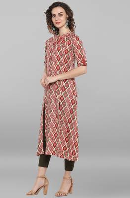 Janasya Pink printed cotton kurta 4
