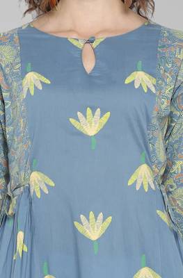 Janasya Sky blue printed cotton kurta 4