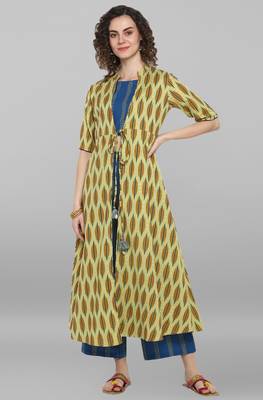 Janasya Light green printed cotton salwar 1