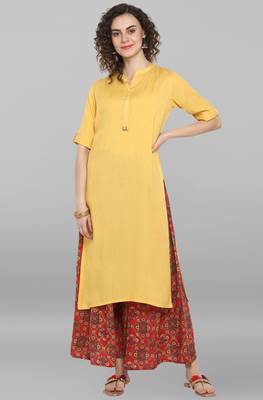 Janasya Yellow plain rayon salwar 1