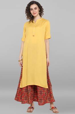 Janasya Yellow plain rayon salwar 2