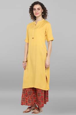 Janasya Yellow plain rayon salwar 4
