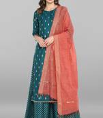 Green printed silk salwar