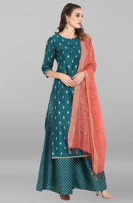 Green printed silk salwar 4