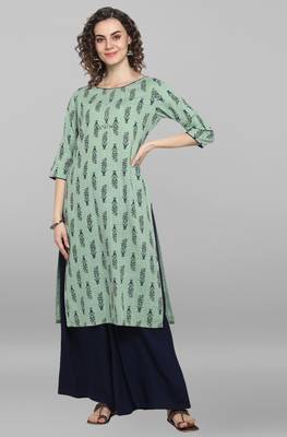 Janasya Light green printed cotton salwar 1