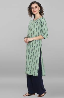 Janasya Light green printed cotton salwar 3