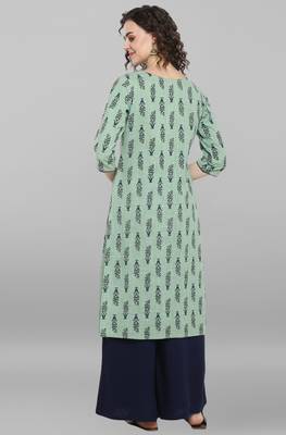 Janasya Light green printed cotton salwar 4