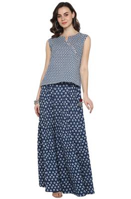 Janasya Blue printed cotton salwar 1