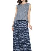 Janasya Blue printed cotton salwar