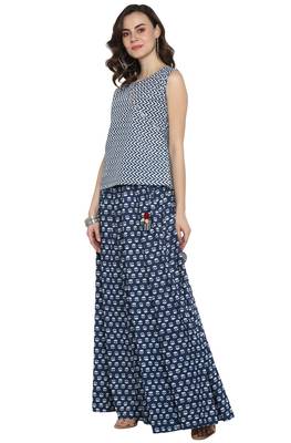 Janasya Blue printed cotton salwar 4