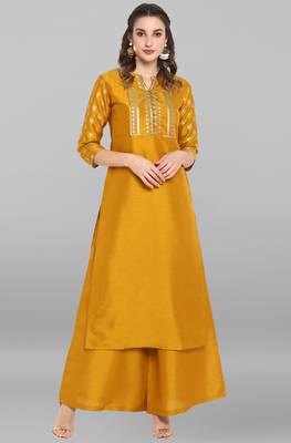 Mustard printed silk salwar 2
