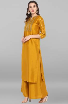 Mustard printed silk salwar 3