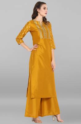 Mustard printed silk salwar 4