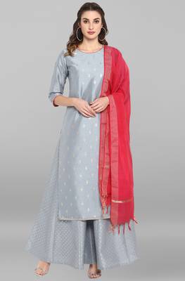Grey printed silk salwar 1