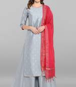 Grey printed silk salwar